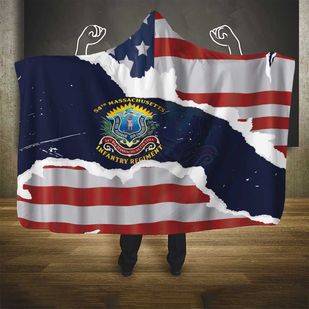 54th Massachusetts Infantry Regiment Hooded Blanket American Flag Heritage - Wonder Print Shop