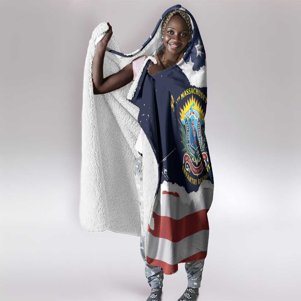 54th Massachusetts Infantry Regiment Hooded Blanket American Flag Heritage - Wonder Print Shop