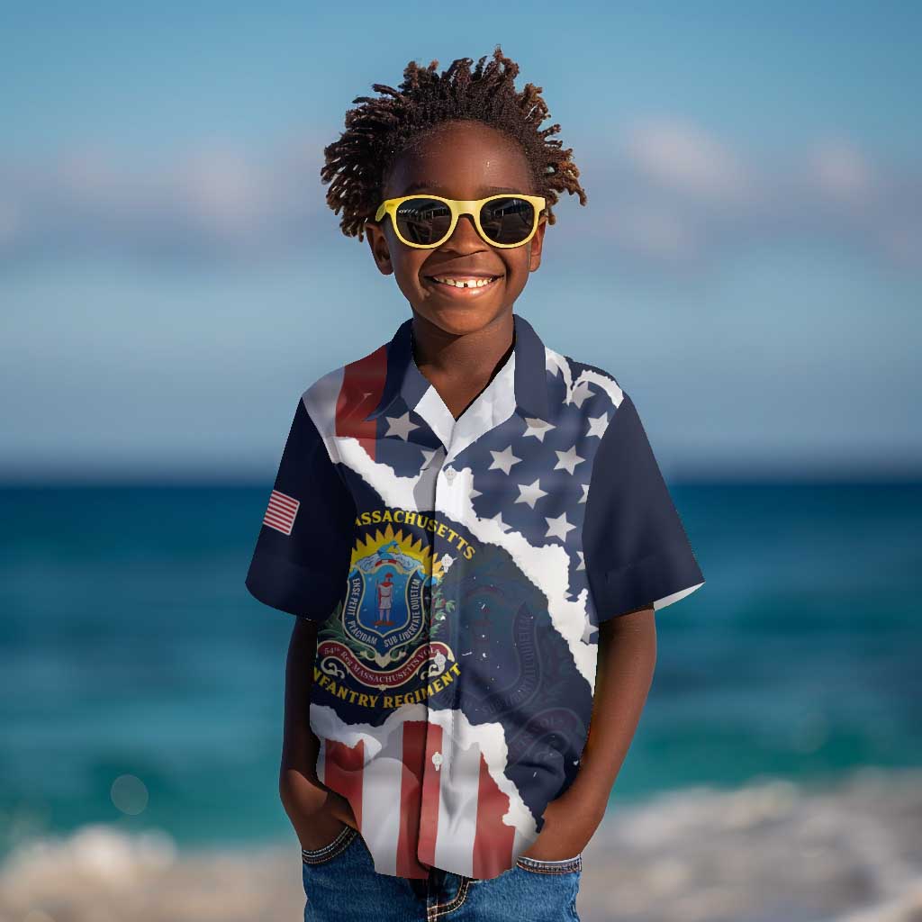 Personalized 54th Massachusetts Infantry Regiment Kid Hawaiian Shirt American Flag Heritage - Wonder Print Shop