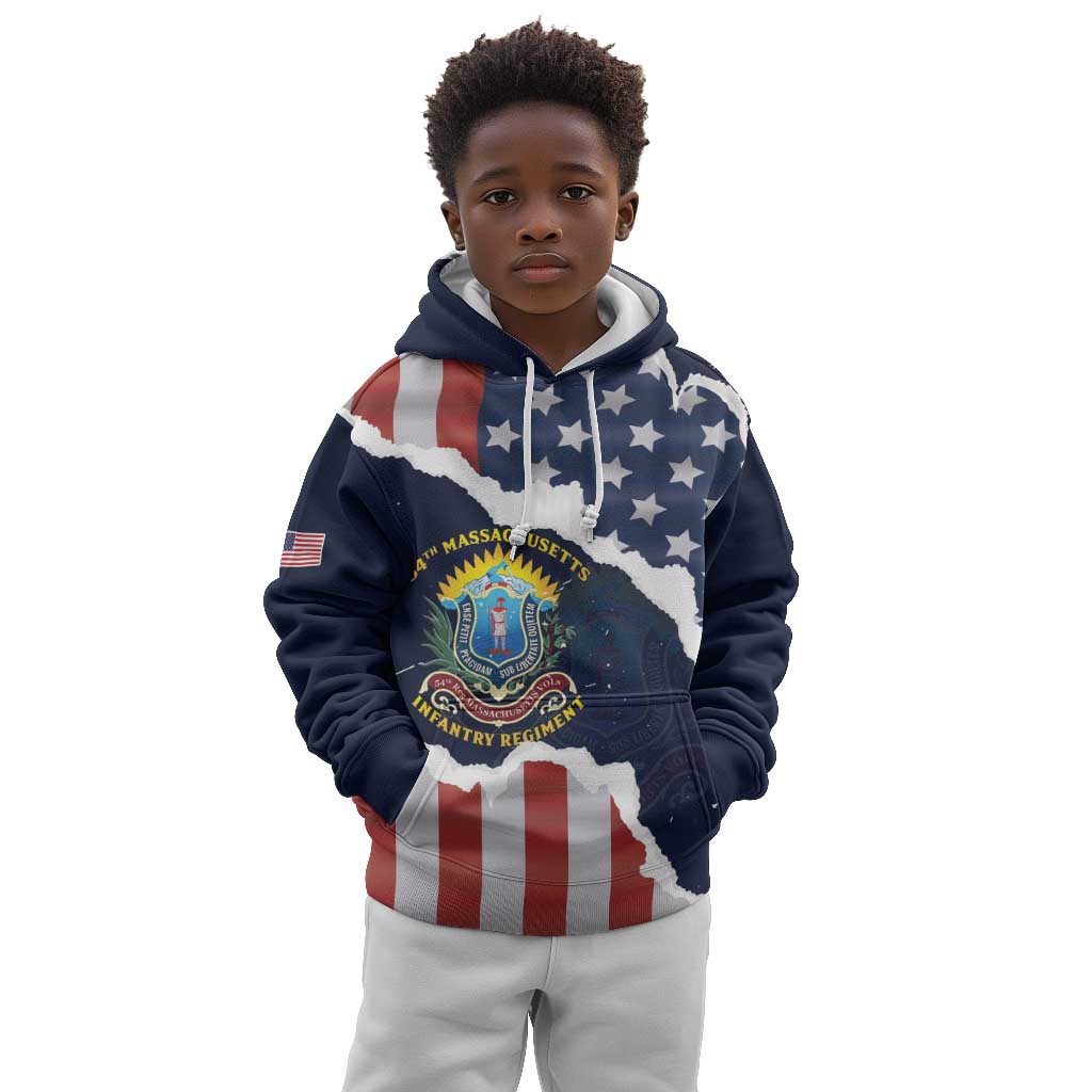 Personalized 54th Massachusetts Infantry Regiment Kid Hoodie American Flag Heritage - Wonder Print Shop