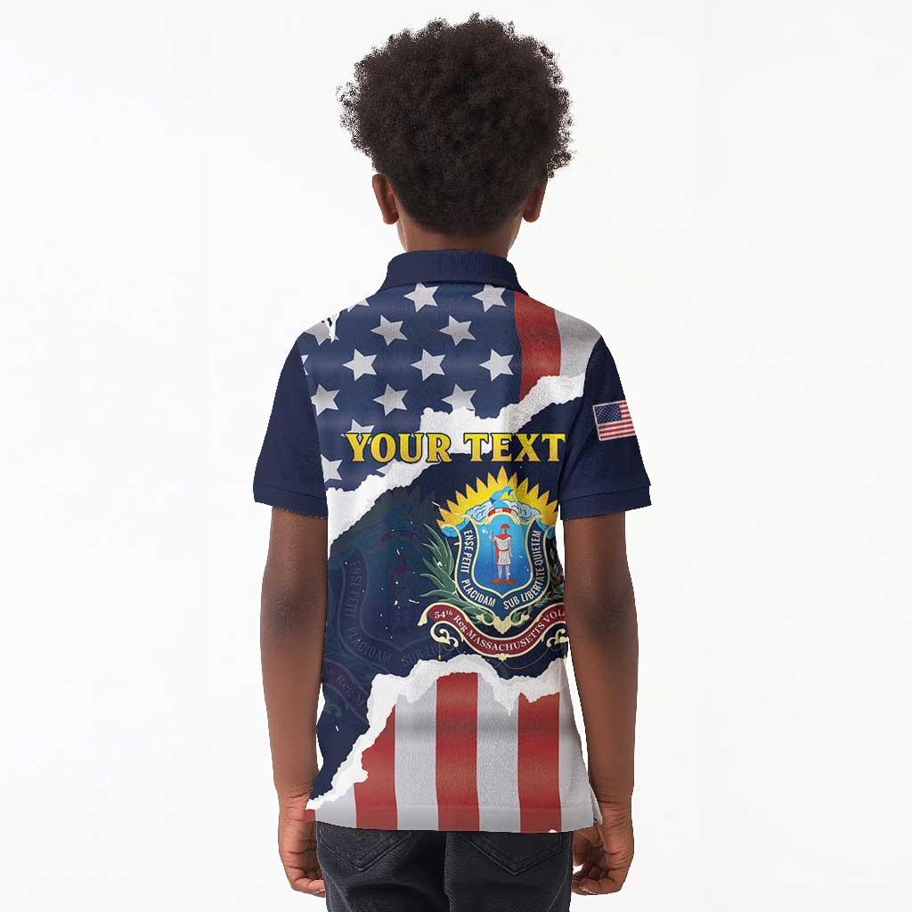 Personalized 54th Massachusetts Infantry Regiment Kid Polo Shirt American Flag Heritage - Wonder Print Shop