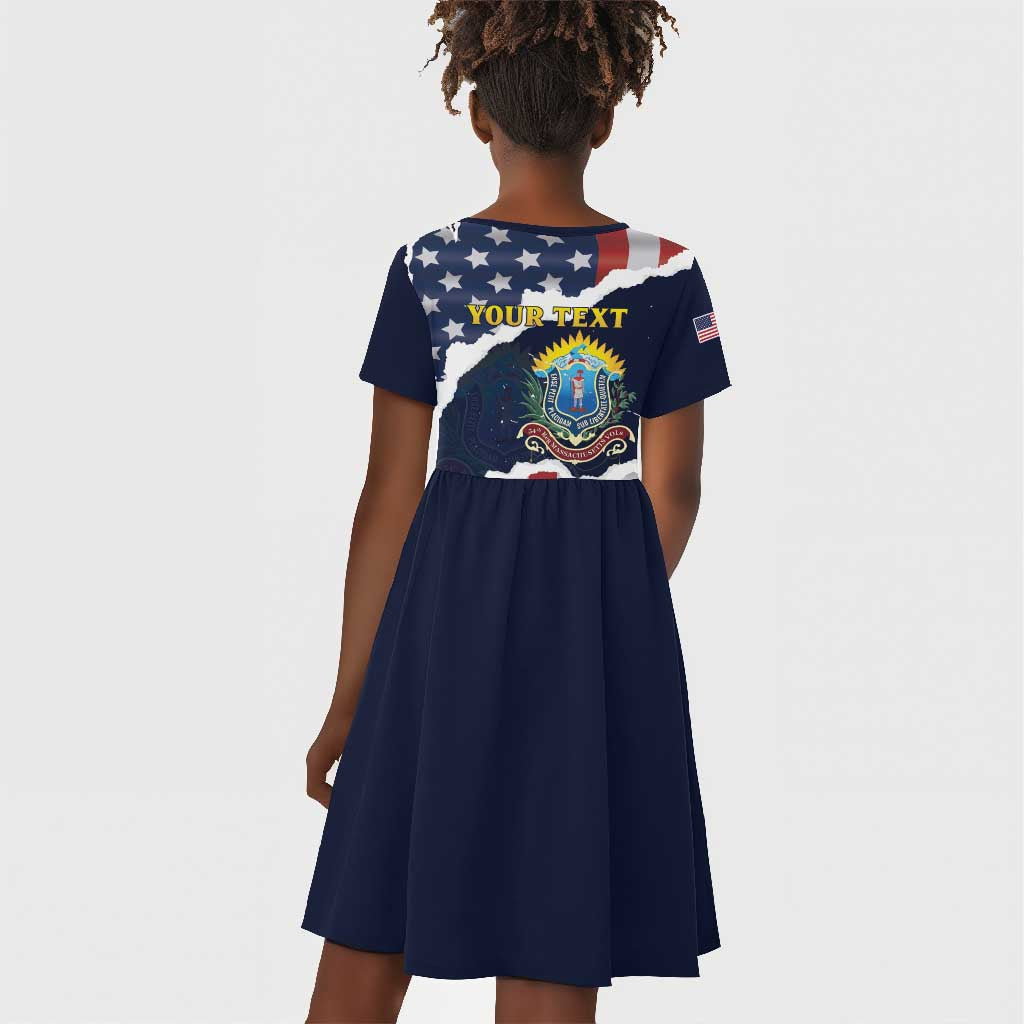Personalized 54th Massachusetts Infantry Regiment Kid Short Sleeve Dress American Flag Heritage - Wonder Print Shop