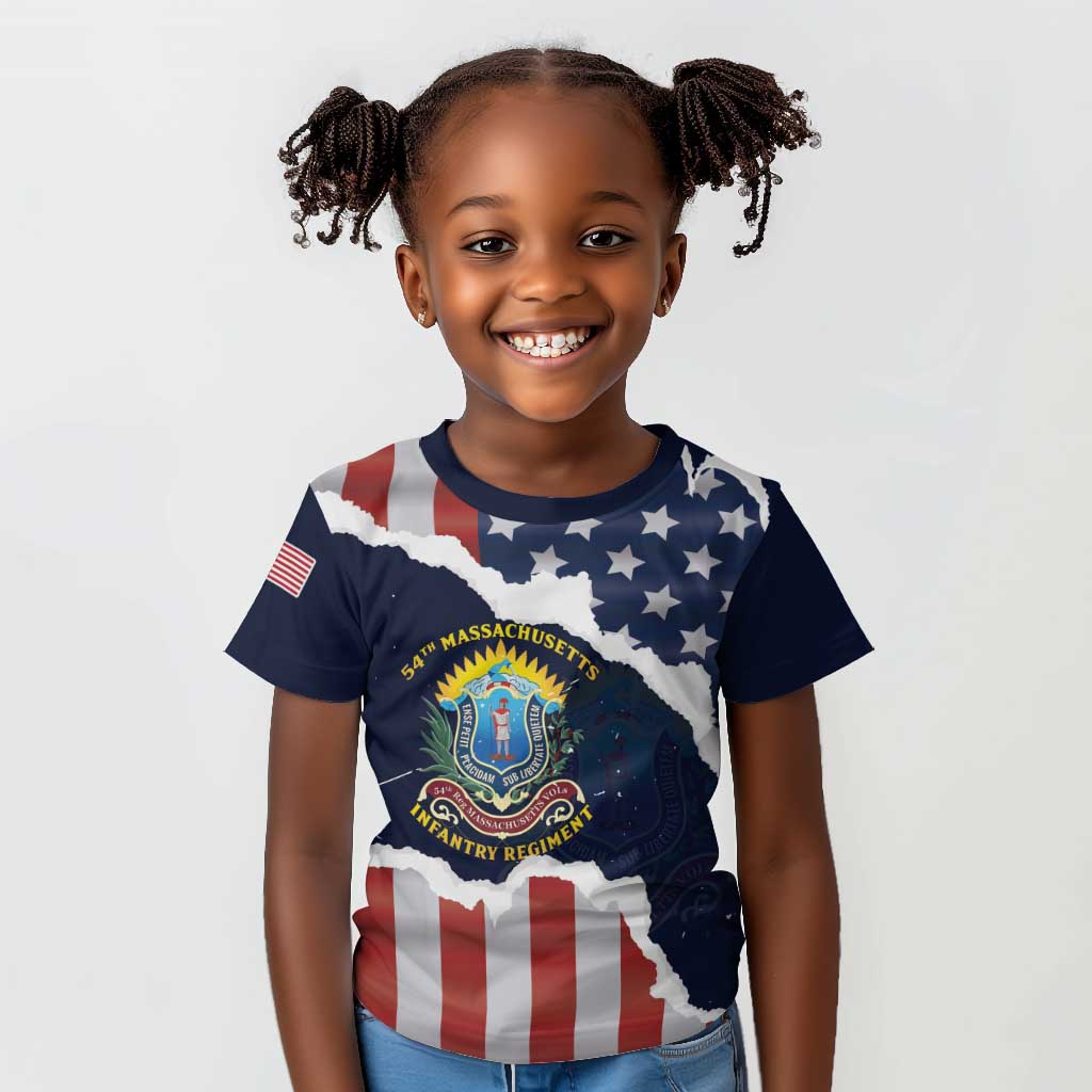 Personalized 54th Massachusetts Infantry Regiment Kid T shirt American Flag Heritage - Wonder Print Shop