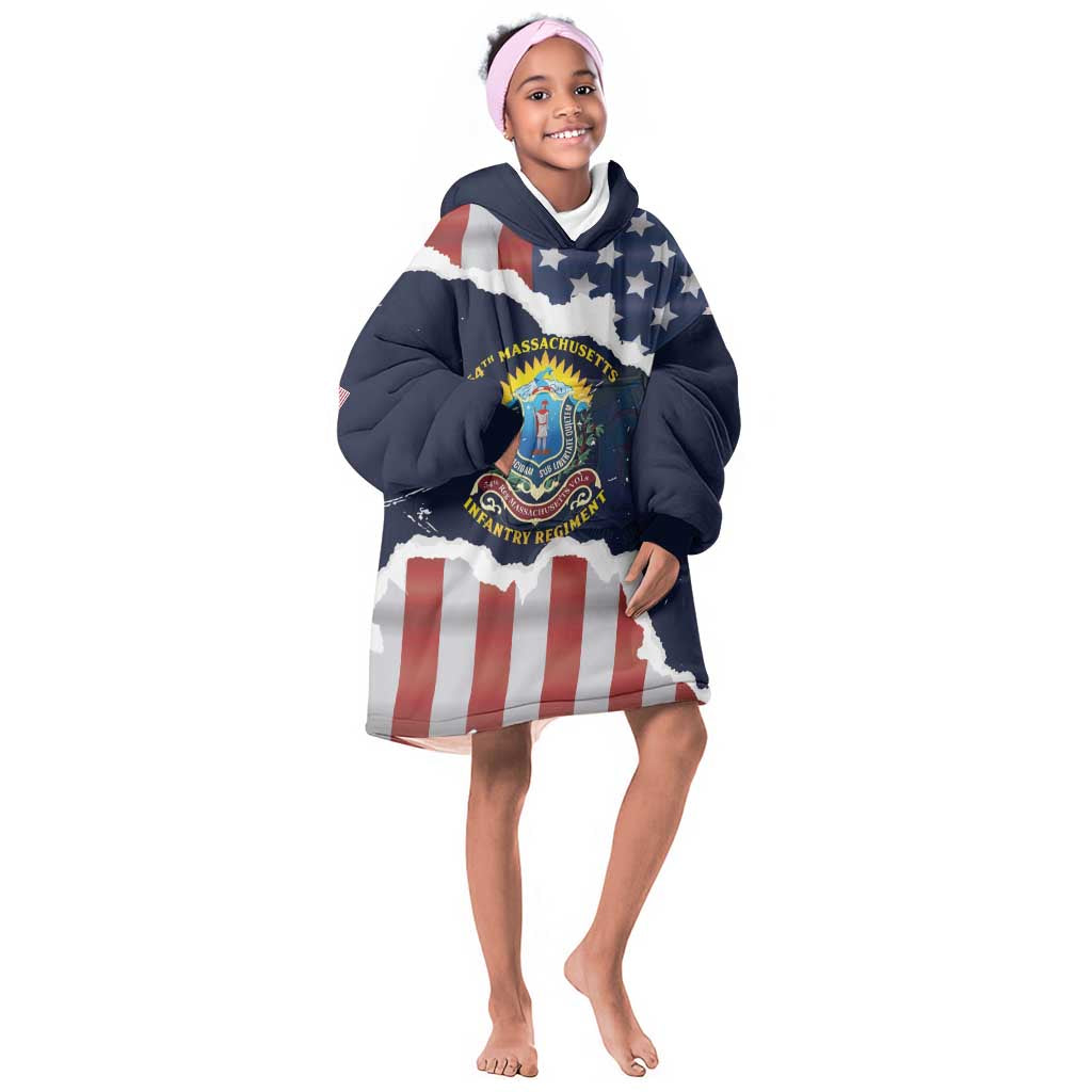 Personalized 54th Massachusetts Infantry Regiment Kid Wearable Blanket Hoodie American Flag Heritage - Wonder Print Shop