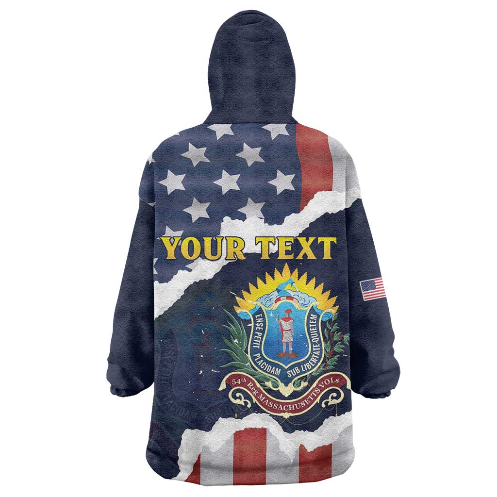 Personalized 54th Massachusetts Infantry Regiment Kid Wearable Blanket Hoodie American Flag Heritage - Wonder Print Shop