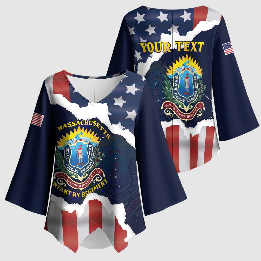 Personalized 54th Massachusetts Infantry Regiment Kimono Sleeve Blouse American Flag Heritage - Wonder Print Shop