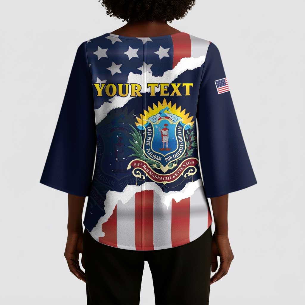 Personalized 54th Massachusetts Infantry Regiment Kimono Sleeve Blouse American Flag Heritage - Wonder Print Shop