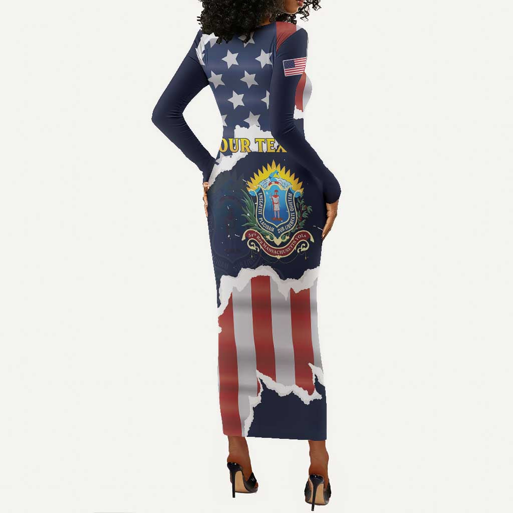 Personalized 54th Massachusetts Infantry Regiment Long Sleeve Bodycon Dress American Flag Heritage - Wonder Print Shop