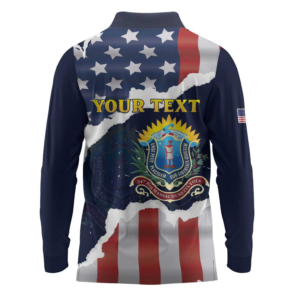 Personalized 54th Massachusetts Infantry Regiment Long Sleeve Polo Shirt American Flag Heritage - Wonder Print Shop