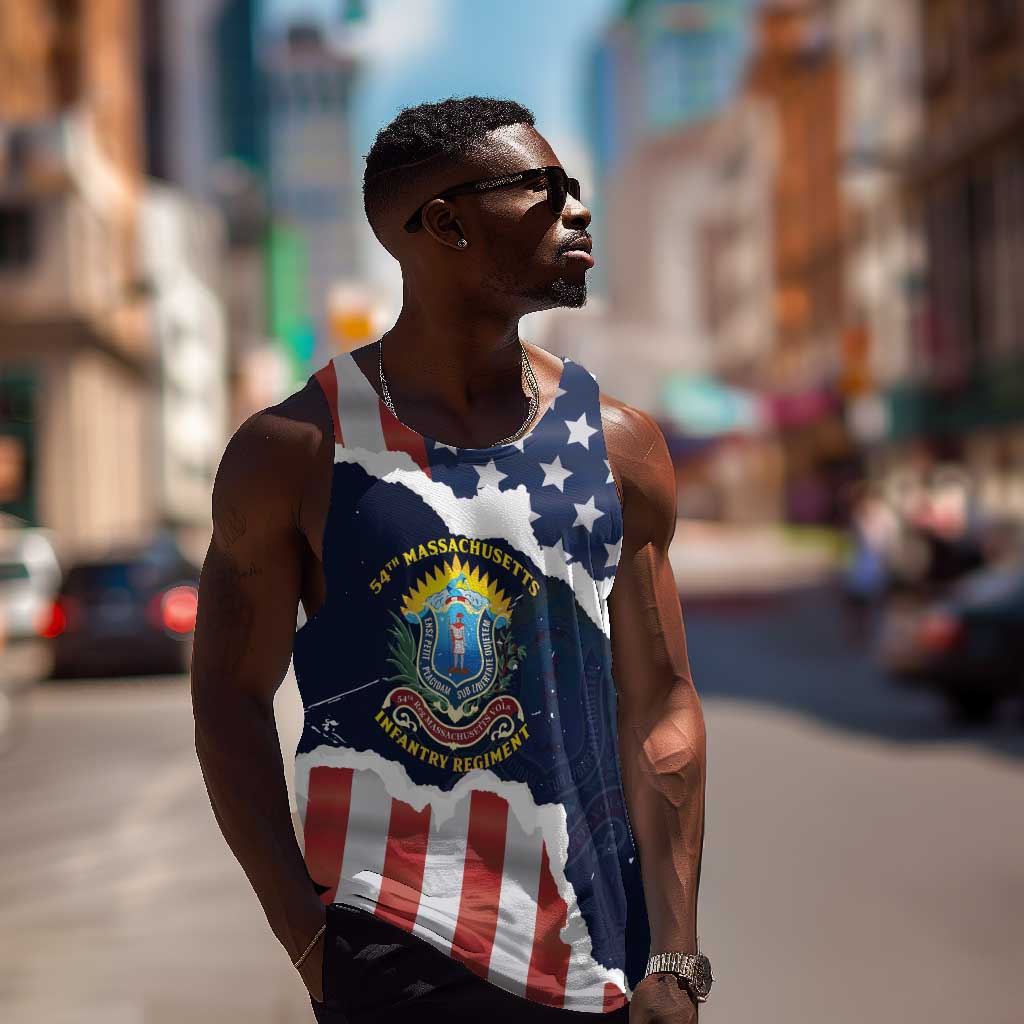 Personalized 54th Massachusetts Infantry Regiment Men Tank Top American Flag Heritage - Wonder Print Shop