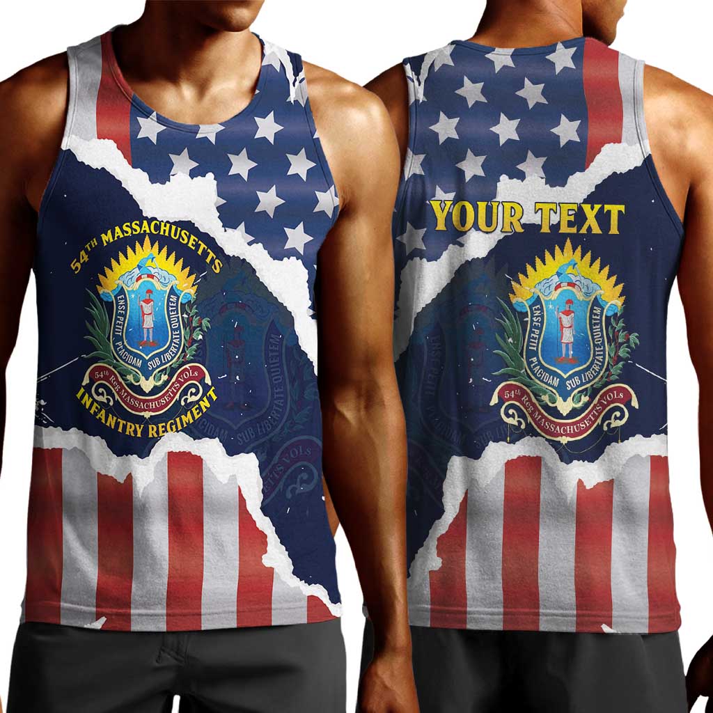 Personalized 54th Massachusetts Infantry Regiment Men Tank Top American Flag Heritage - Wonder Print Shop