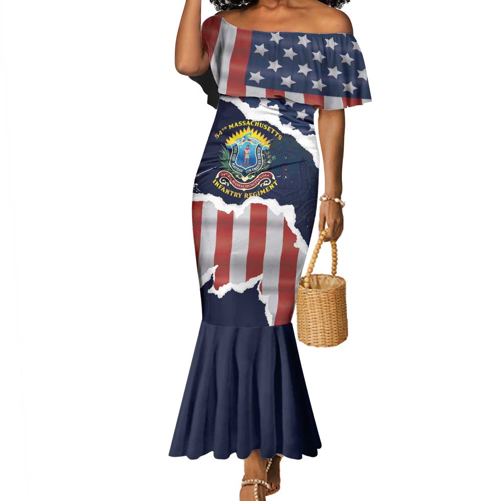 Personalized 54th Massachusetts Infantry Regiment Mermaid Dress American Flag Heritage - Wonder Print Shop