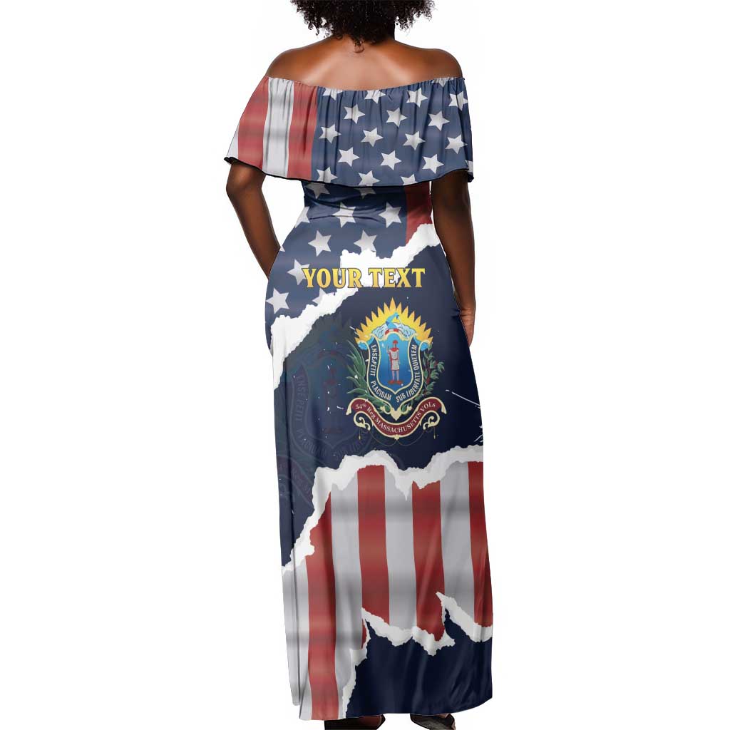 Personalized 54th Massachusetts Infantry Regiment Off Shoulder Maxi Dress American Flag Heritage - Wonder Print Shop