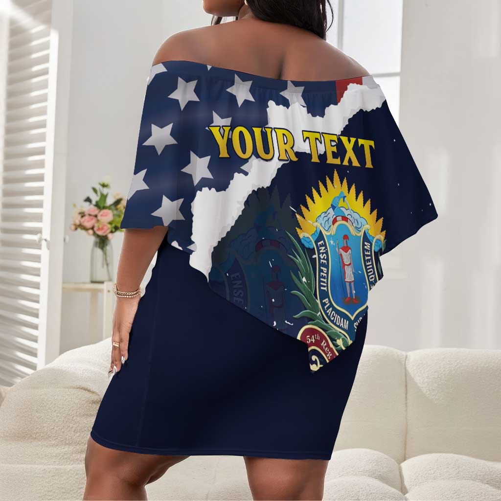 Personalized 54th Massachusetts Infantry Regiment Off Shoulder Short Dress American Flag Heritage - Wonder Print Shop