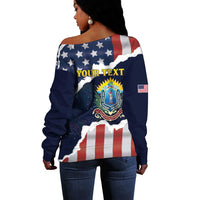 Personalized 54th Massachusetts Infantry Regiment Off Shoulder Sweater American Flag Heritage - Wonder Print Shop