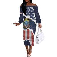 Personalized 54th Massachusetts Infantry Regiment Off The Shoulder Long Sleeve Dress American Flag Heritage - Wonder Print Shop