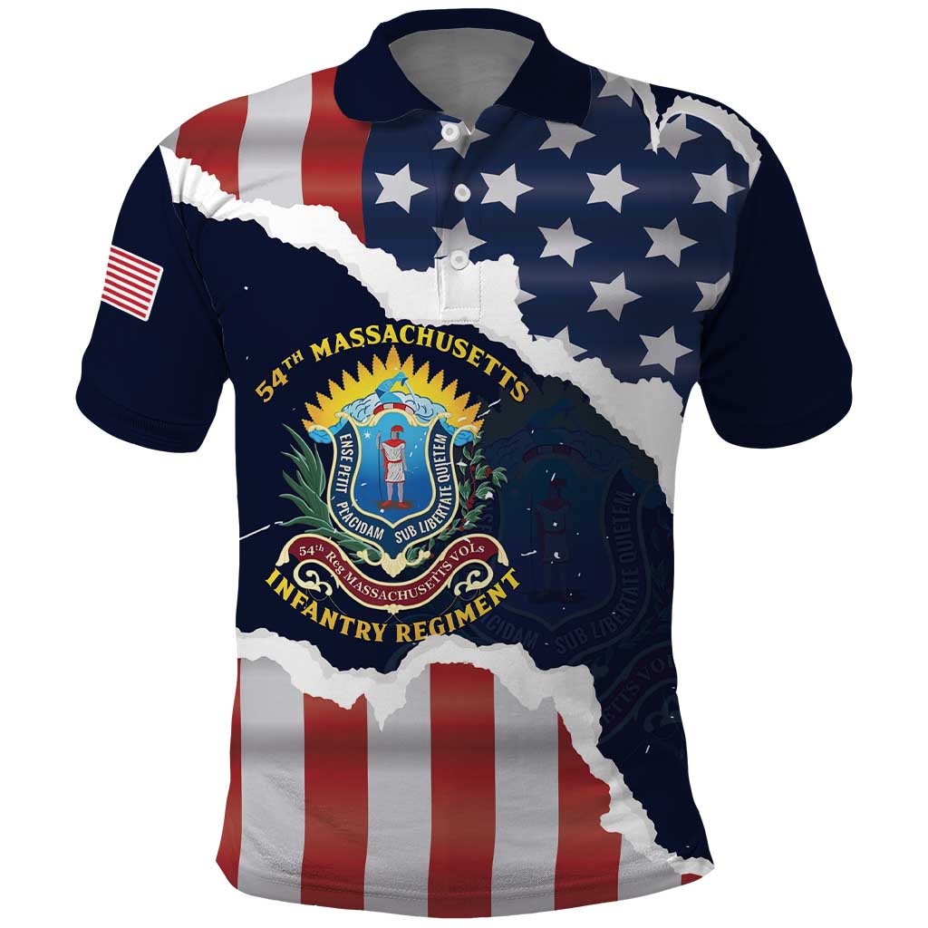 Personalized 54th Massachusetts Infantry Regiment Polo Shirt American Flag Heritage - Wonder Print Shop