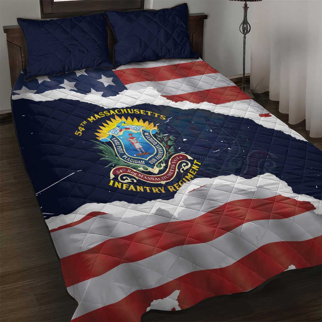 54th Massachusetts Infantry Regiment Quilt Bed Set American Flag Heritage - Wonder Print Shop