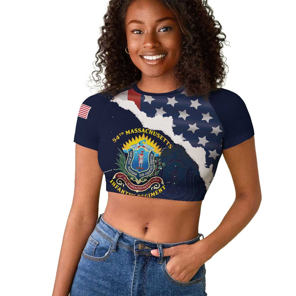 Personalized 54th Massachusetts Infantry Regiment Raglan Cropped T shirt American Flag Heritage - Wonder Print Shop