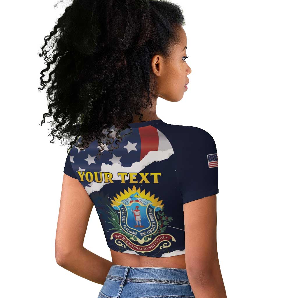 Personalized 54th Massachusetts Infantry Regiment Raglan Cropped T shirt American Flag Heritage - Wonder Print Shop