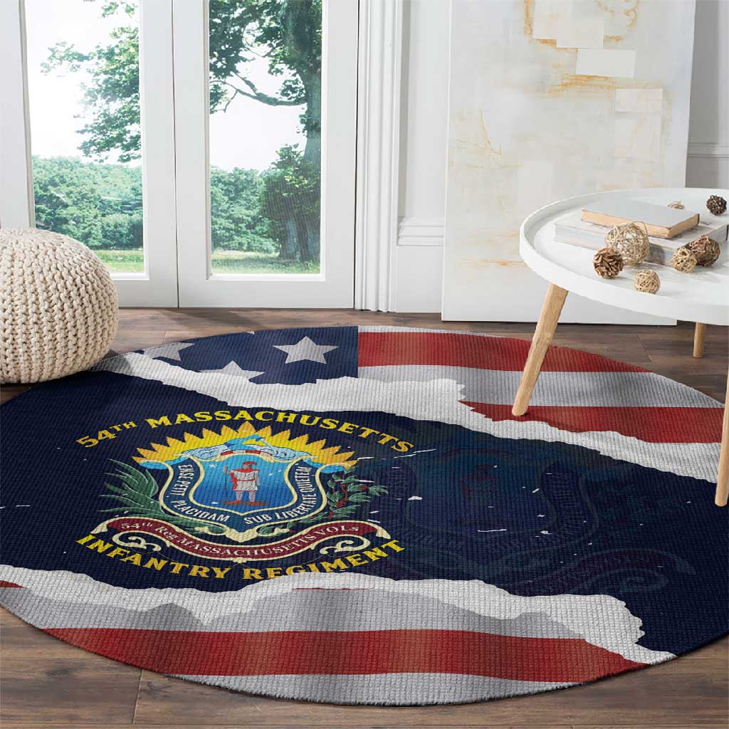 54th Massachusetts Infantry Regiment Round Carpet American Flag Heritage - Wonder Print Shop