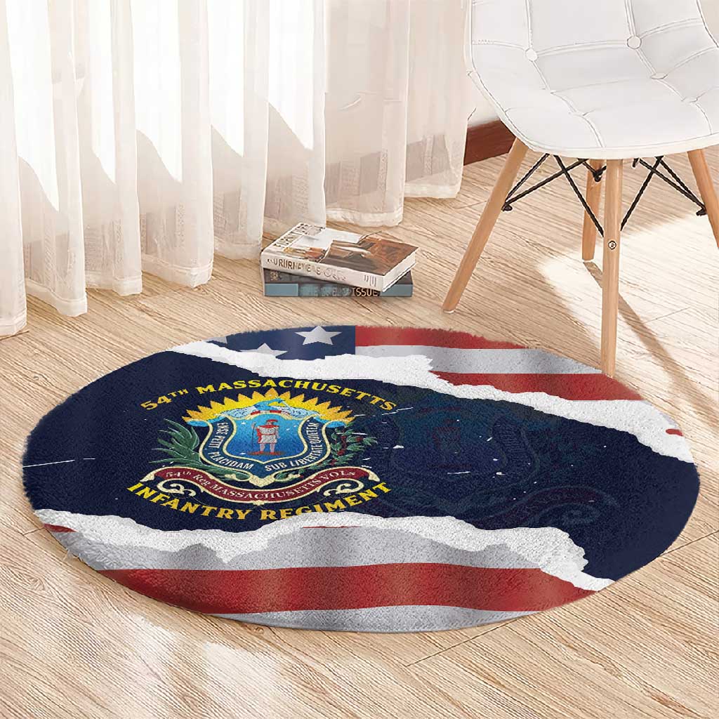 54th Massachusetts Infantry Regiment Round Carpet American Flag Heritage - Wonder Print Shop
