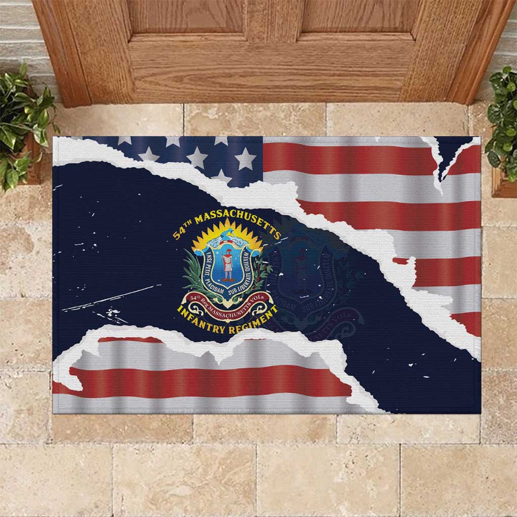 54th Massachusetts Infantry Regiment Rubber Doormat American Flag Heritage - Wonder Print Shop