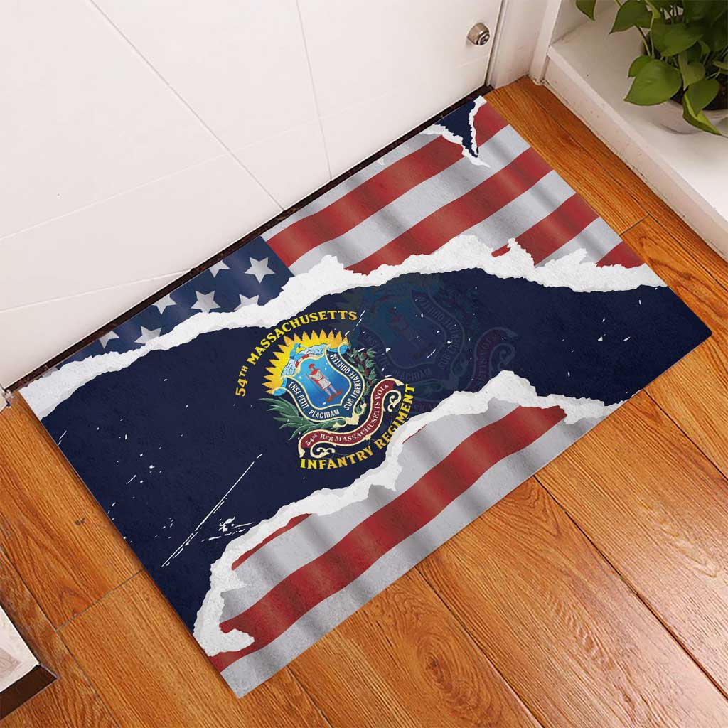 54th Massachusetts Infantry Regiment Rubber Doormat American Flag Heritage - Wonder Print Shop