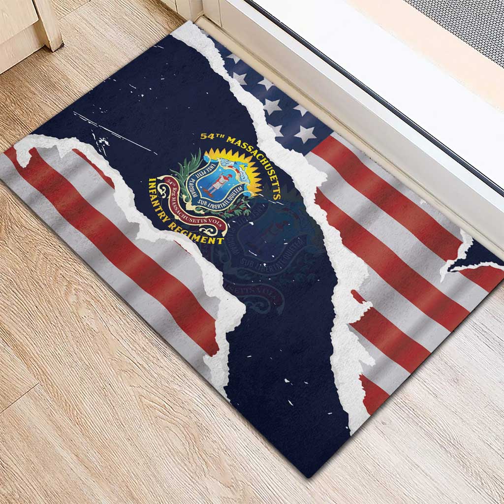 54th Massachusetts Infantry Regiment Rubber Doormat American Flag Heritage - Wonder Print Shop