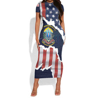 Personalized 54th Massachusetts Infantry Regiment Short Sleeve Bodycon Dress American Flag Heritage - Wonder Print Shop