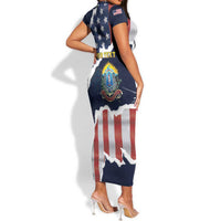 Personalized 54th Massachusetts Infantry Regiment Short Sleeve Bodycon Dress American Flag Heritage - Wonder Print Shop