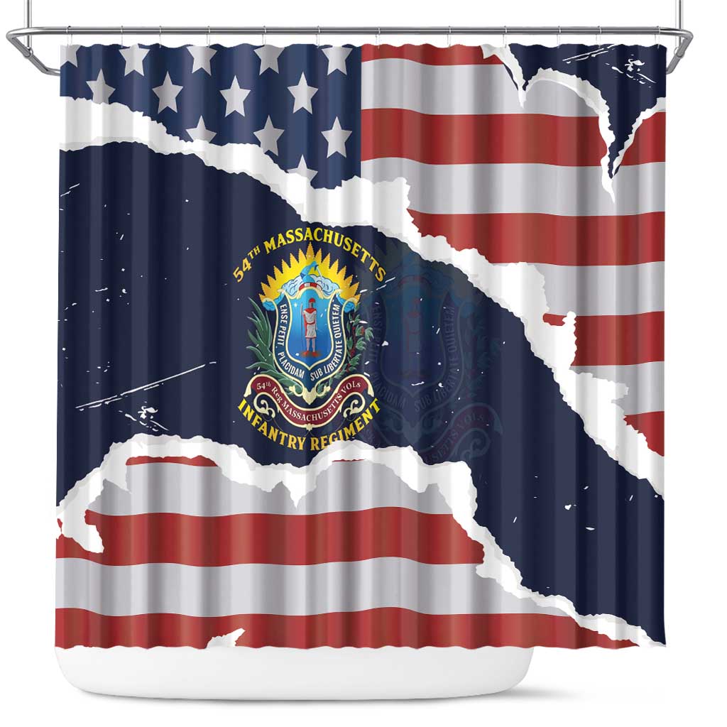 54th Massachusetts Infantry Regiment Shower Curtain American Flag Heritage - Wonder Print Shop