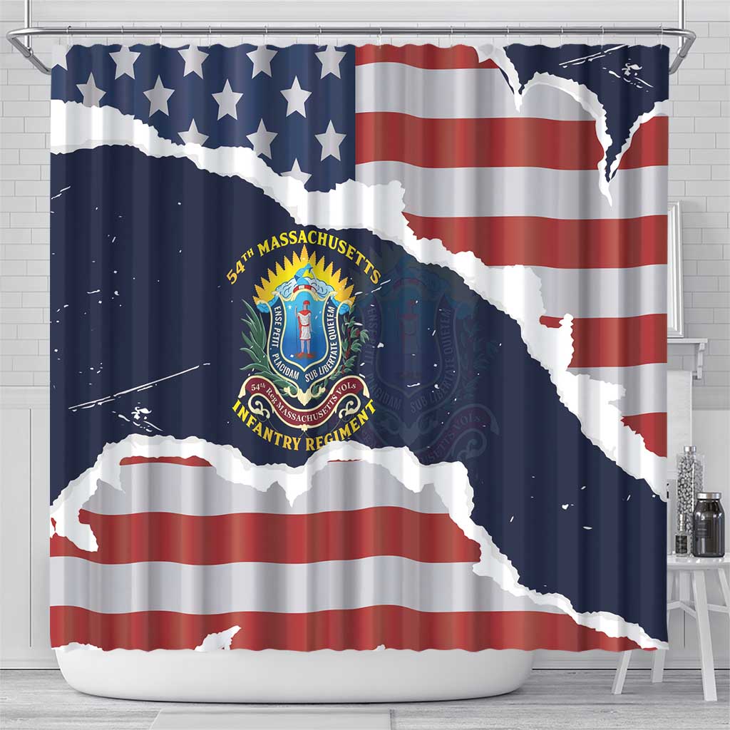 54th Massachusetts Infantry Regiment Shower Curtain American Flag Heritage - Wonder Print Shop