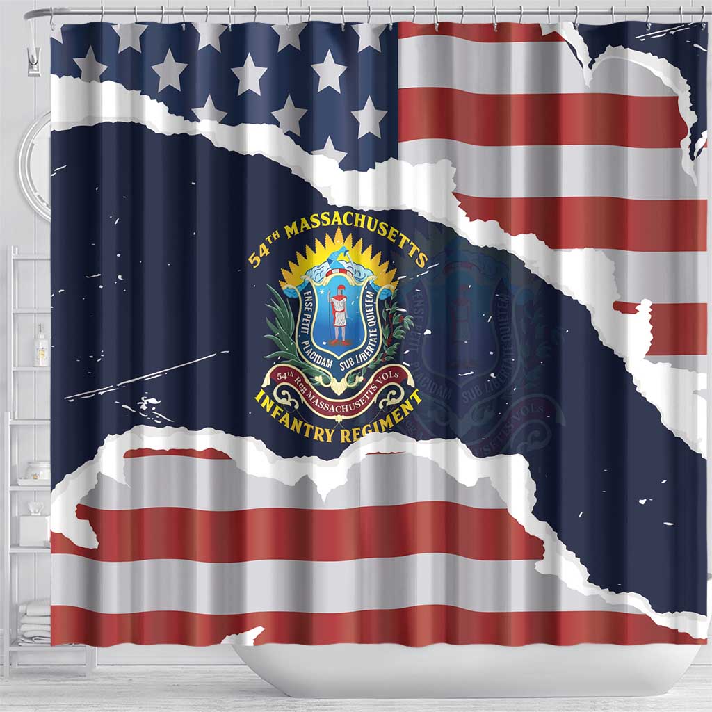 54th Massachusetts Infantry Regiment Shower Curtain American Flag Heritage - Wonder Print Shop
