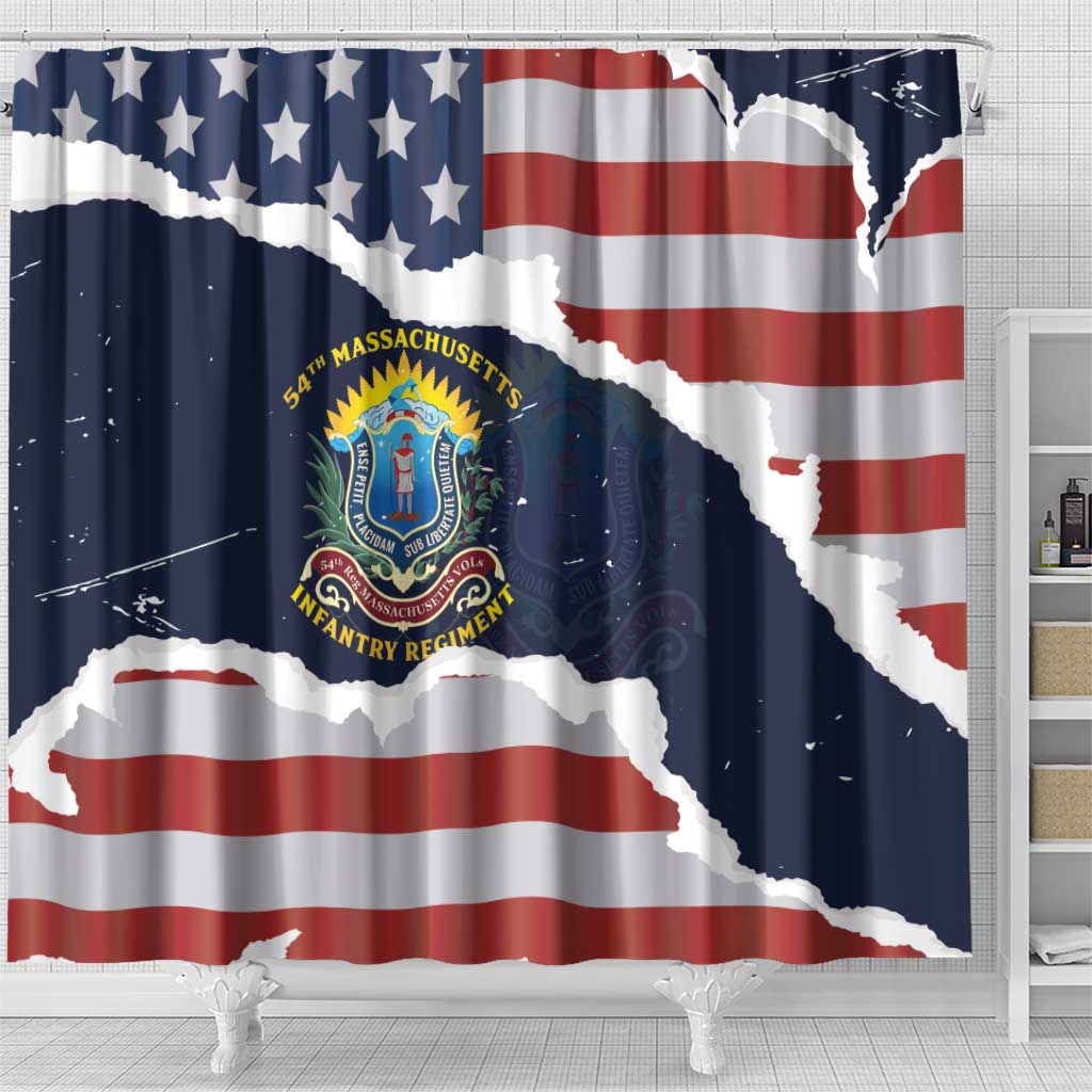 54th Massachusetts Infantry Regiment Shower Curtain American Flag Heritage - Wonder Print Shop