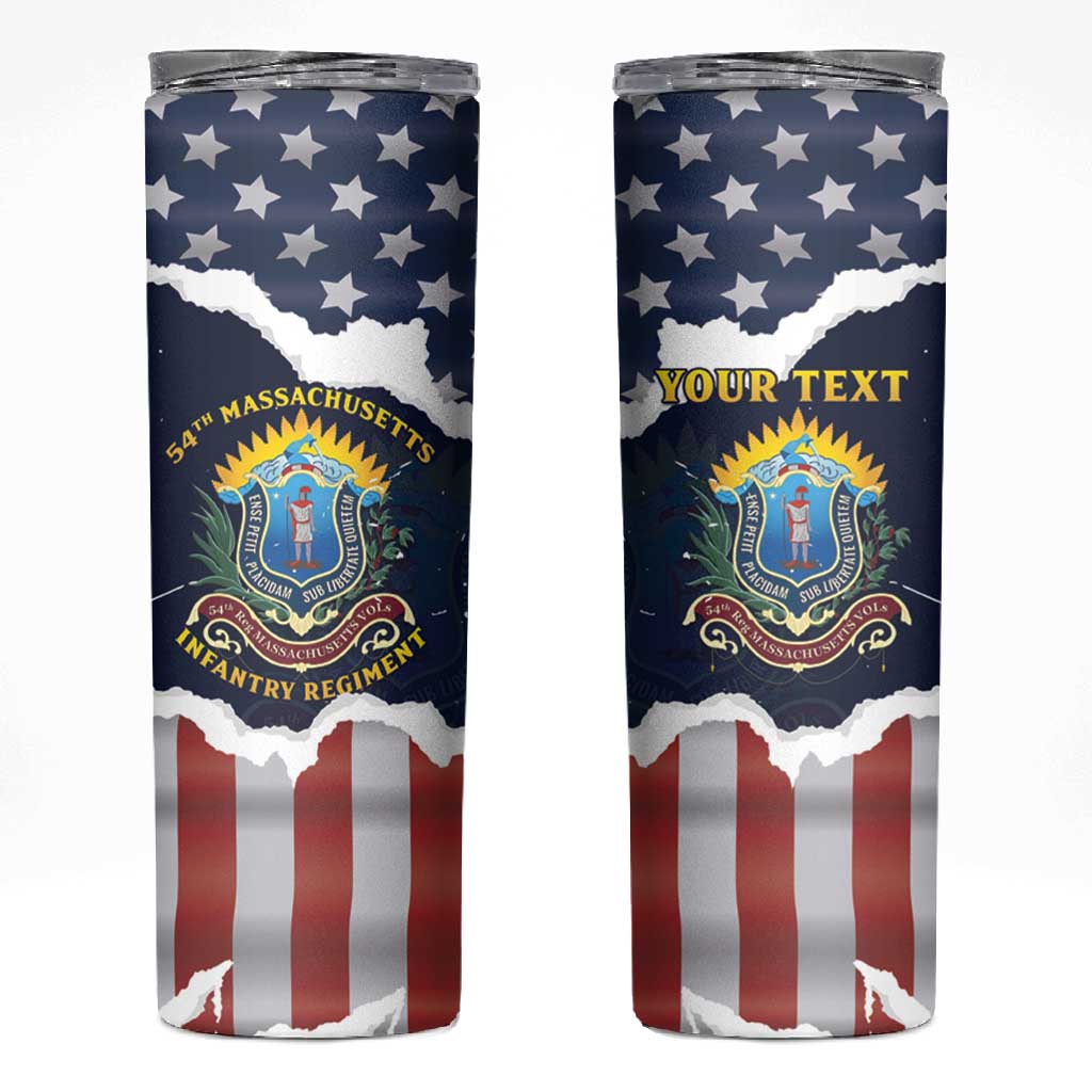 Personalized 54th Massachusetts Infantry Regiment Skinny Tumbler American Flag Heritage - Wonder Print Shop