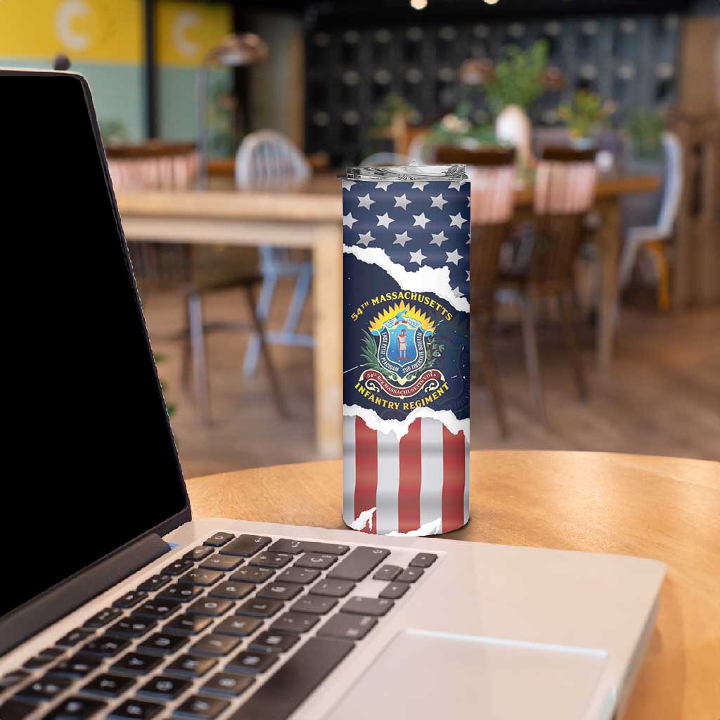 Personalized 54th Massachusetts Infantry Regiment Skinny Tumbler American Flag Heritage - Wonder Print Shop