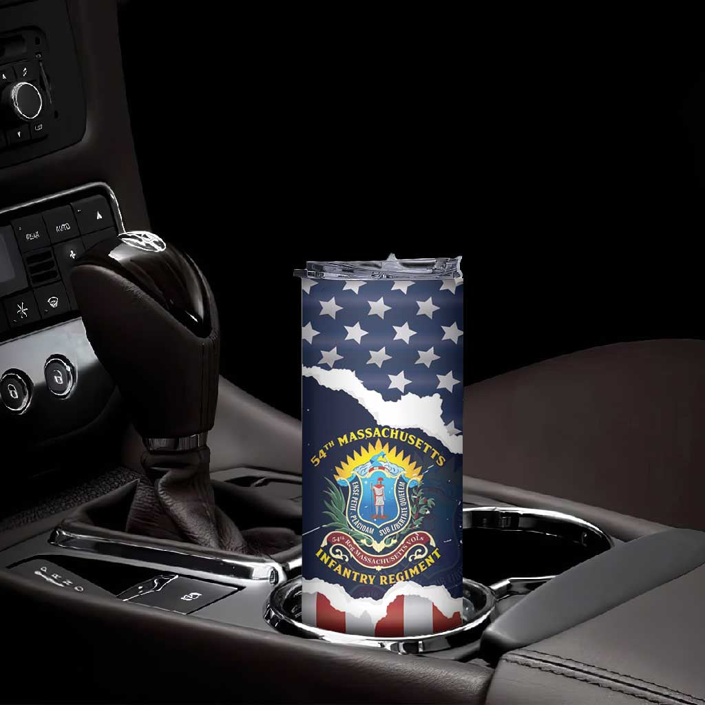 Personalized 54th Massachusetts Infantry Regiment Skinny Tumbler American Flag Heritage - Wonder Print Shop