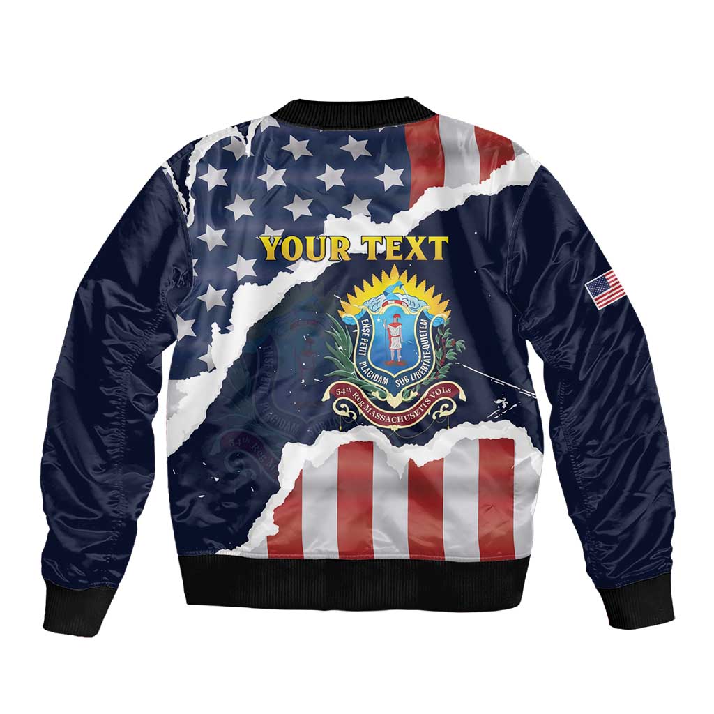 Personalized 54th Massachusetts Infantry Regiment Sleeve Zip Bomber Jacket American Flag Heritage - Wonder Print Shop