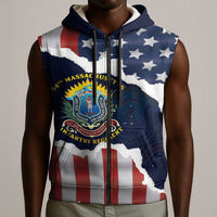 Personalized 54th Massachusetts Infantry Regiment Sleeveless Zip Hoodie American Flag Heritage - Wonder Print Shop