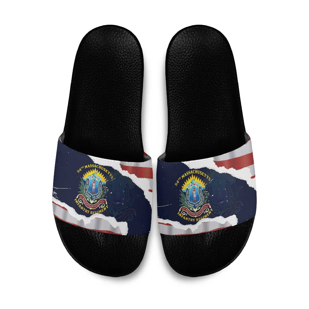 54th Massachusetts Infantry Regiment Slide Sandals American Flag Heritage - Wonder Print Shop