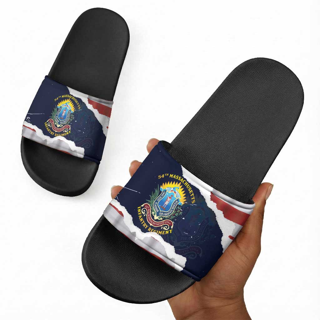 54th Massachusetts Infantry Regiment Slide Sandals American Flag Heritage - Wonder Print Shop
