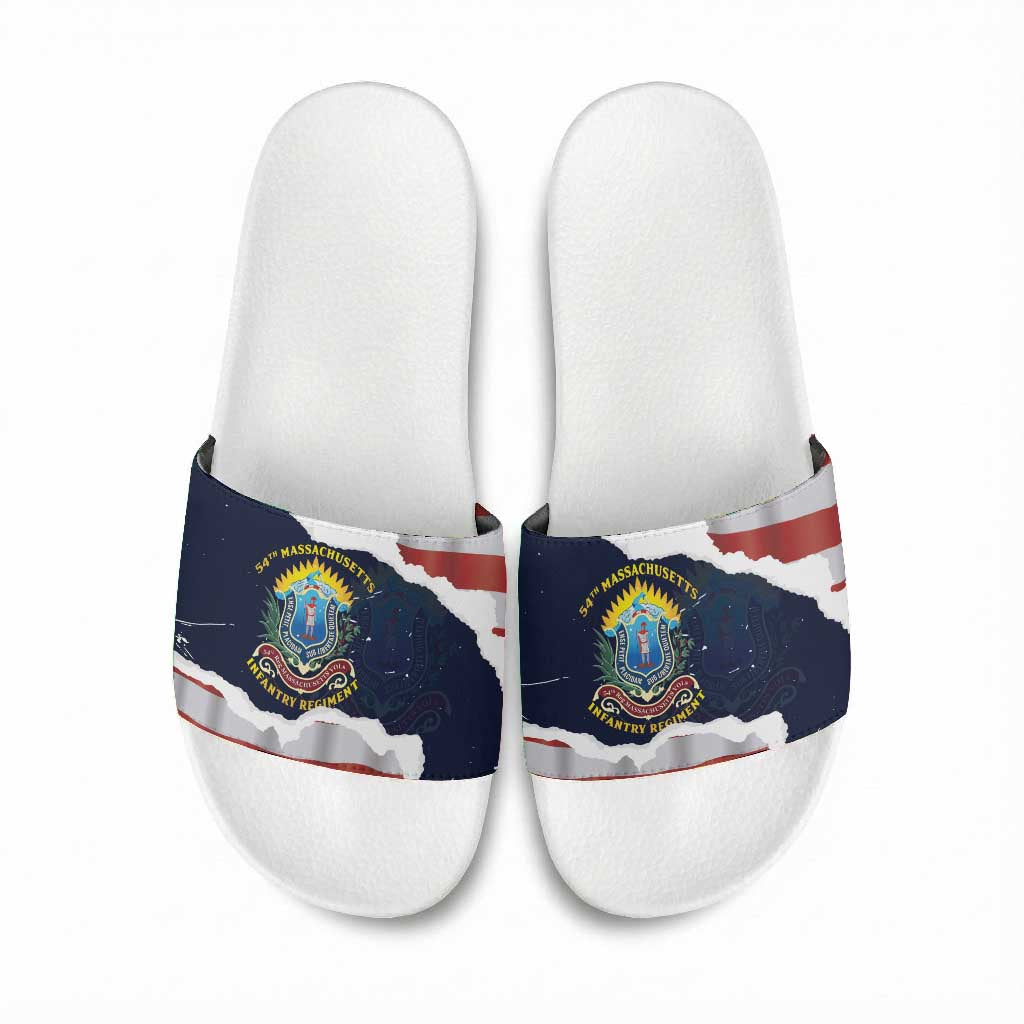 54th Massachusetts Infantry Regiment Slide Sandals American Flag Heritage - Wonder Print Shop