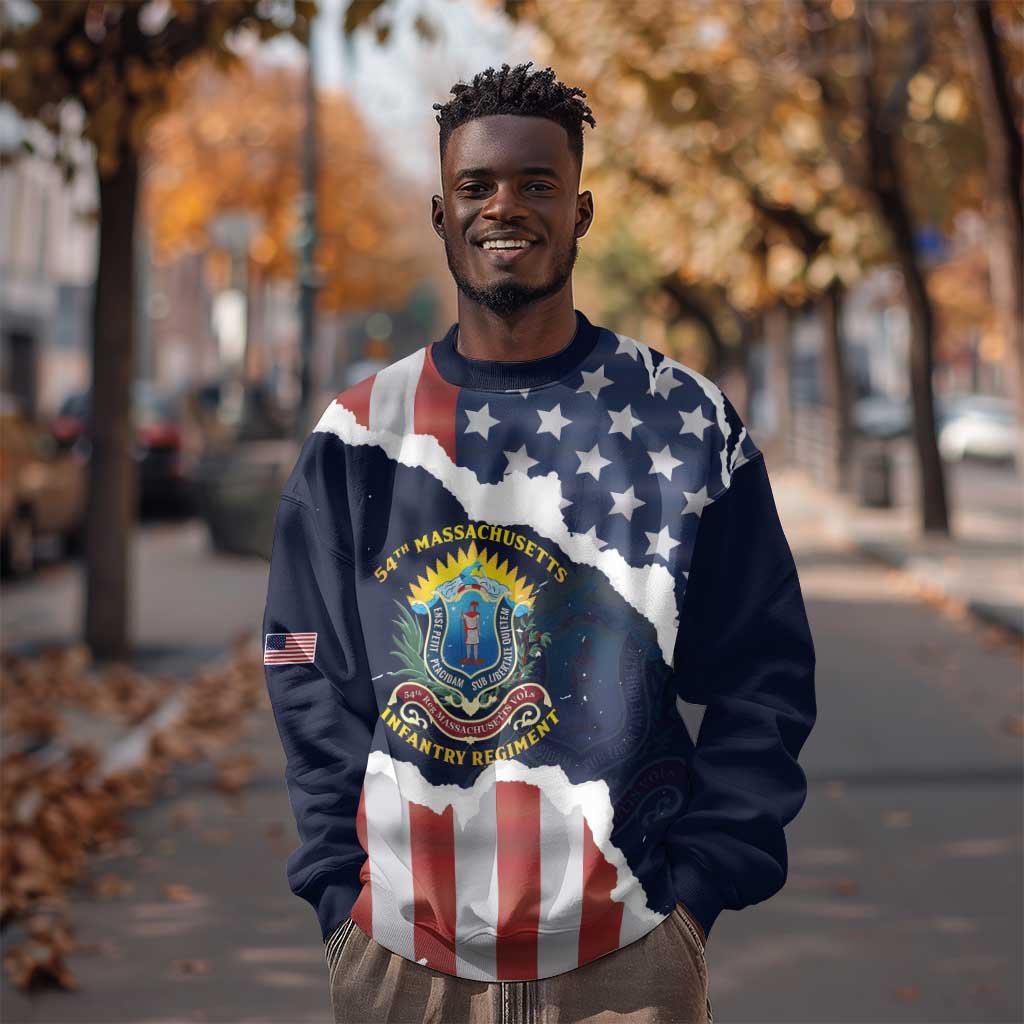 Personalized 54th Massachusetts Infantry Regiment Sweatshirt American Flag Heritage - Wonder Print Shop