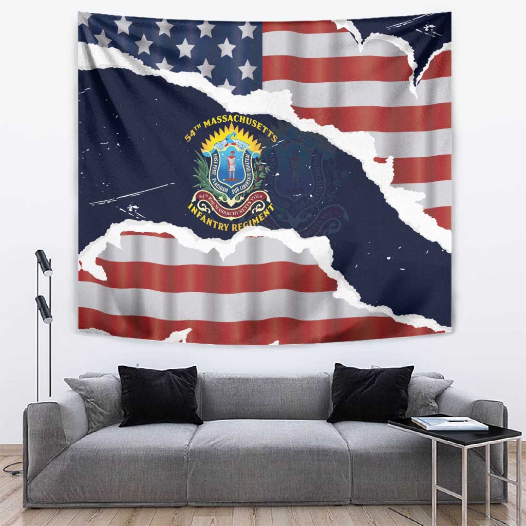 54th Massachusetts Infantry Regiment Tapestry American Flag Heritage - Wonder Print Shop