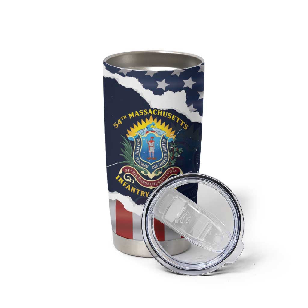 Personalized 54th Massachusetts Infantry Regiment Tumbler Cup American Flag Heritage - Wonder Print Shop