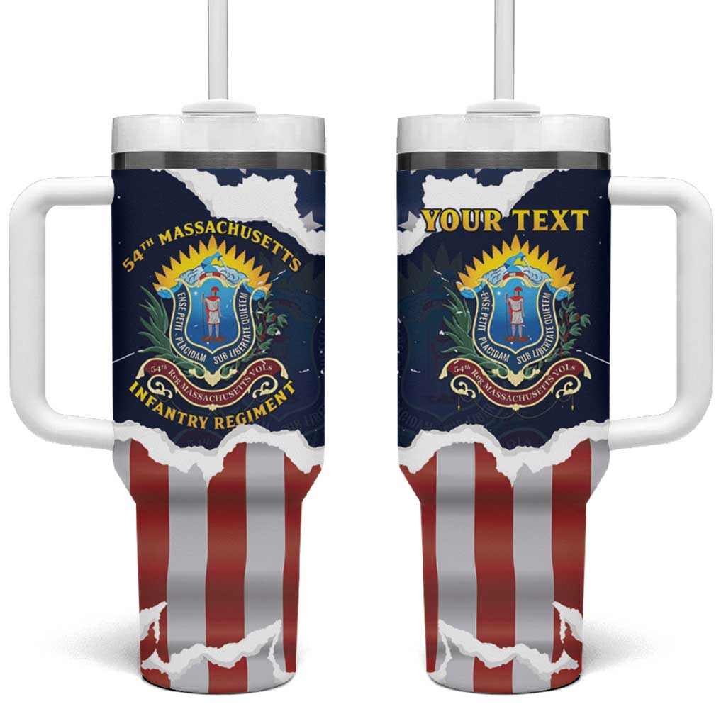 Personalized 54th Massachusetts Infantry Regiment Tumbler With Handle American Flag Heritage - Wonder Print Shop