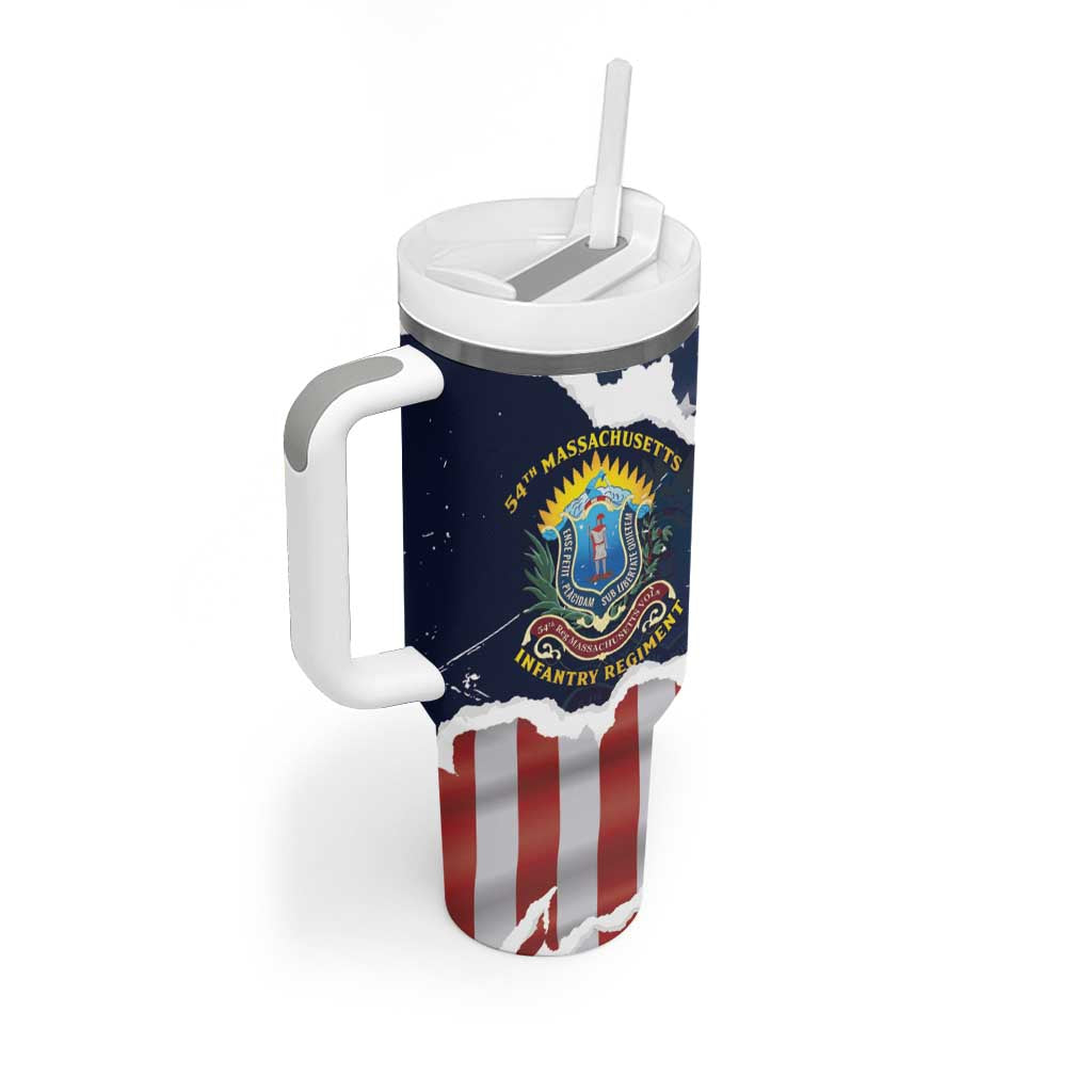 Personalized 54th Massachusetts Infantry Regiment Tumbler With Handle American Flag Heritage - Wonder Print Shop