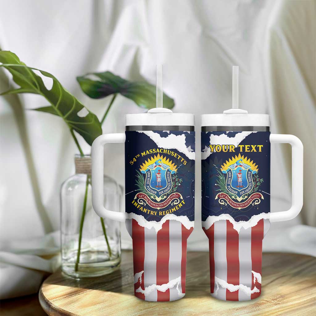 Personalized 54th Massachusetts Infantry Regiment Tumbler With Handle American Flag Heritage - Wonder Print Shop