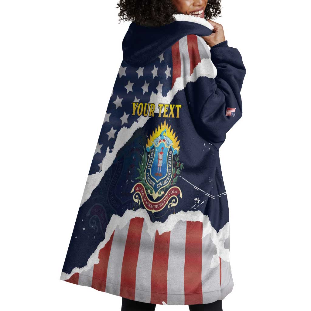 Personalized 54th Massachusetts Infantry Regiment Wearable Blanket Hoodie American Flag Heritage - Wonder Print Shop